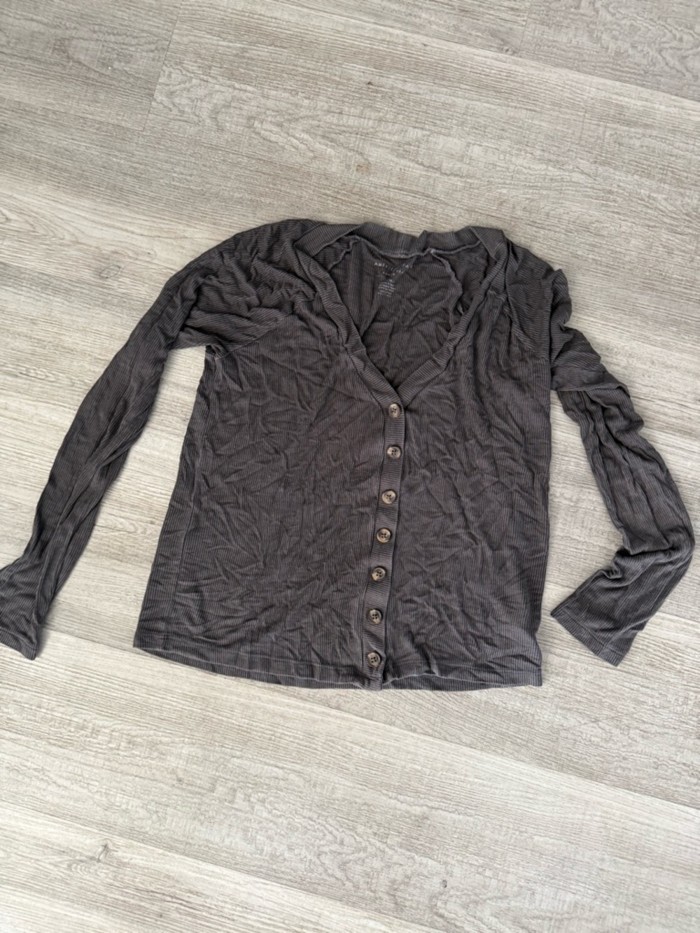 American Eagle Outfitters Black Button-Front V-Neck Cardigan